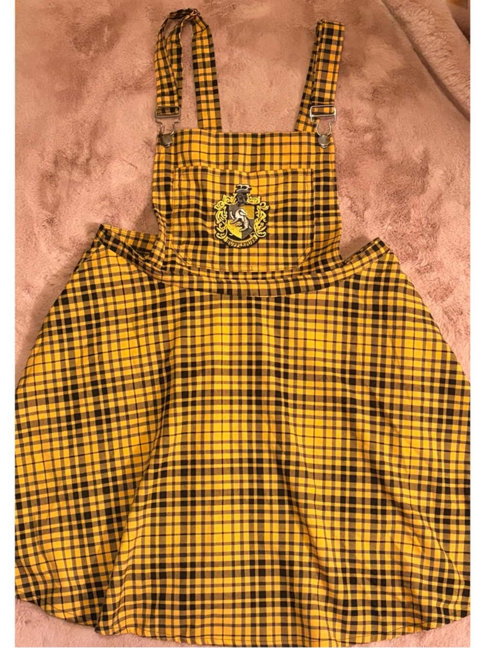 Warner Bros. Yellow and Black Plaid Harry Potter Overall Dress